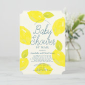 Handgemalt Lemon Blue Baby Dusche per Mail Einladung (Stehend Vorderseite)