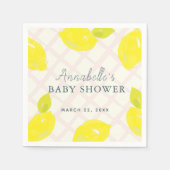 Handgemalt Lemon Pink Babydusche Napkins Serviette (Vorderseite)