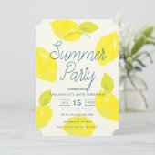 Handgemalt Lemon Pink Sommer Geburtstag Einladung (Stehend Vorderseite)