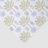 Handgemalt Lemon Tree in Blue White Ginger Jar Seidenpapier (Detail)