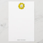 Handgemalt Lemon Wreath Monogram Stationery Briefpapier (Vorderseite)