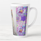 Handgemalt Lila Tuxedo Katzenblüte Latte Tasse (Rechts)