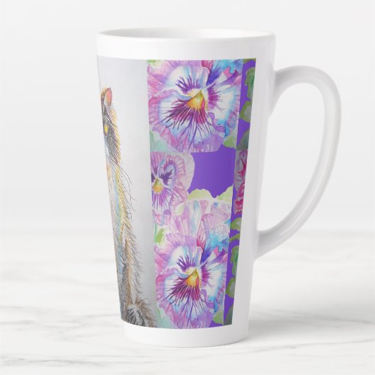 Handgemalt Lila Tuxedo Katzenblüte Latte Tasse (Rechts)