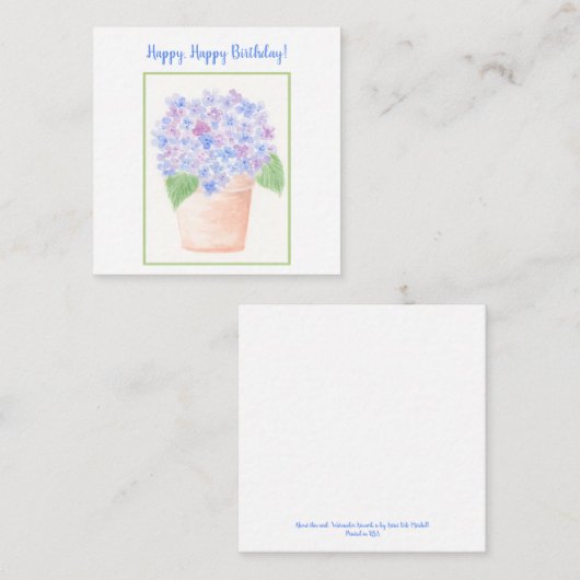 Handgemalt Loose Wassercolor Hydrangea Floral Begleitkarte (Vorne/Hinten)