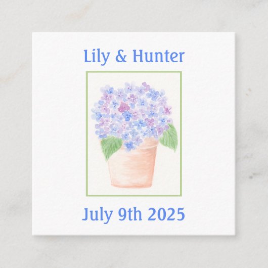 Handgemalt Loose Wassercolor Hydrangea Floral Begleitkarte (Vorderseite)