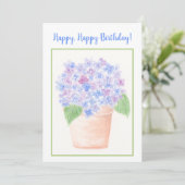 Handgemalt Loose Wassercolor Hydrangea Floral Dankeskarte (Stehend Vorderseite)