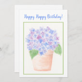 Handgemalt Loose Wassercolor Hydrangea Floral Dankeskarte (Vorne/Hinten)