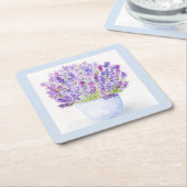 Handgemalt Loose Wasserfarbe Lavendel Blumenpapier Rechteckiger Pappuntersetzer (angewinkelt)