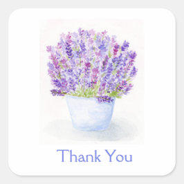 Handgemalt Loose Wasserfarbe Lavendel Quadratischer Aufkleber
