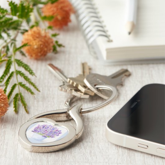 Handgemalt Loose Wasserfarbe Lavendel Schlüsselanhänger (Seite)