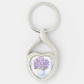 Handgemalt Loose Wasserfarbe Lavendel Schlüsselanhänger (Vorderseite)