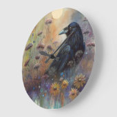 Handgemalt mit Wildblumen Große Wanduhr (Winkel)