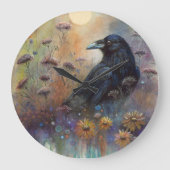 Handgemalt mit Wildblumen Große Wanduhr (Vorderseite)