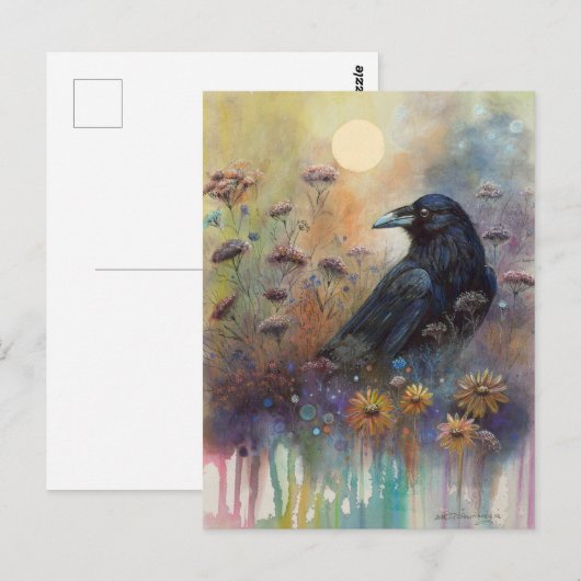 Handgemalt mit Wildblumen Postkarte (Vorne/Hinten)