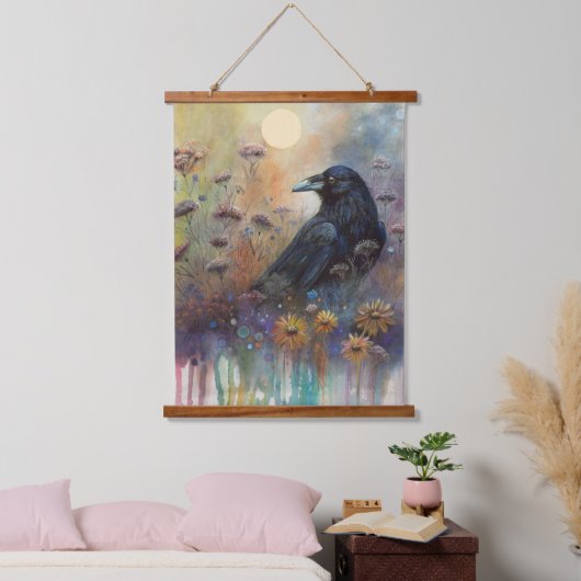 Handgemalt mit Wildblumen Wandteppich Mit Holzrahmen (Schlafzimmer)