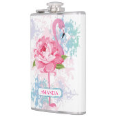 Handgemalt Monogramm Flamingo Flachmann (Links)