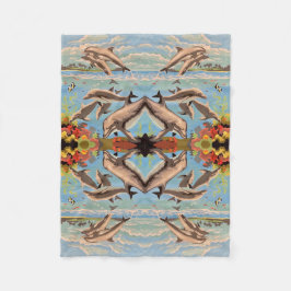 Handgemalt nach Anzahl Delphinen | Mirror Tiled | Fleecedecke