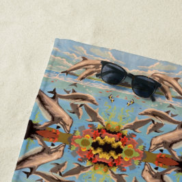 Handgemalt nach Anzahl Delphinen | Mirror Tiled | Strandtuch