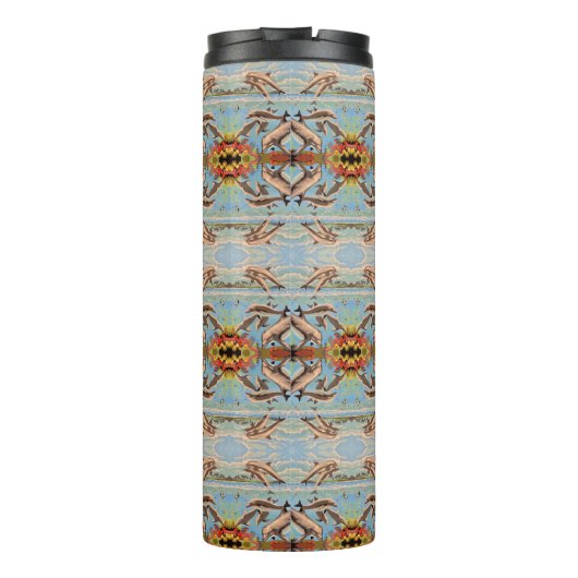 Handgemalt nach Anzahl Delphinen | Mirror Tiled | Thermosbecher (Rückseite)