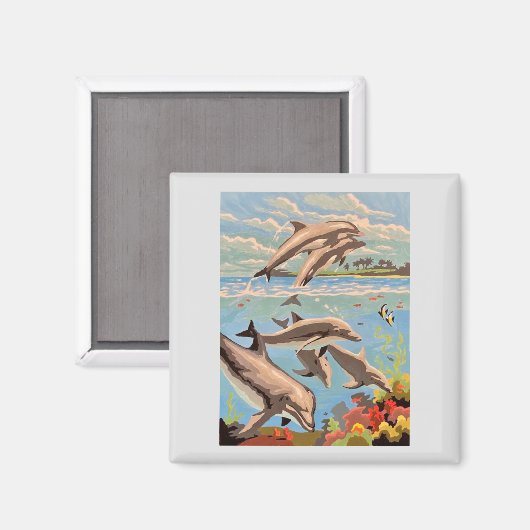 Handgemalt nach Anzahl | Geliebte Delphine | Büro Magnet (Vorderseite/Rückseite)