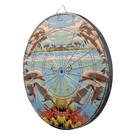 Handgemalt nach Anzahl | Geliebte Delphine | Dartscheibe (Vorderseite rechts)