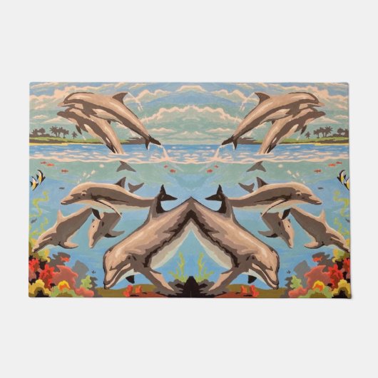 Handgemalt nach Anzahl | Geliebte Delphine | Fußmatte (Vorderseite)