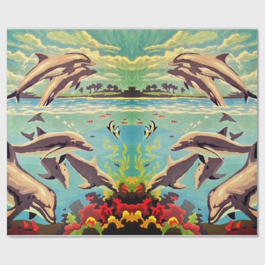 Handgemalt nach Anzahl | Geliebte Delphine | Geschenkpapier (Flach)