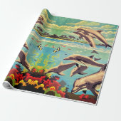 Handgemalt nach Anzahl | Geliebte Delphine | Geschenkpapier (Ungerollt)