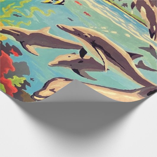 Handgemalt nach Anzahl | Geliebte Delphine | Geschenkpapier (Ecke)