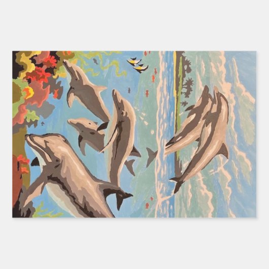 Handgemalt nach Anzahl | Geliebte Delphine | Geschenkpapier Set (Vorderseite 3)