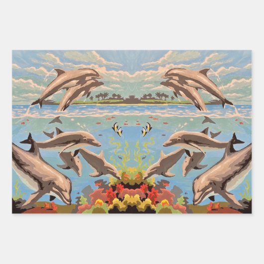 Handgemalt nach Anzahl | Geliebte Delphine | Geschenkpapier Set (Vorderseite)