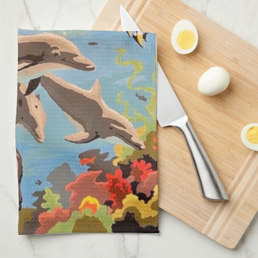 Handgemalt nach Anzahl | Geliebte Delphine | Geschirrtuch (Viertel Falte)
