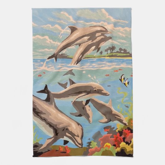 Handgemalt nach Anzahl | Geliebte Delphine | Geschirrtuch (Vertikal)