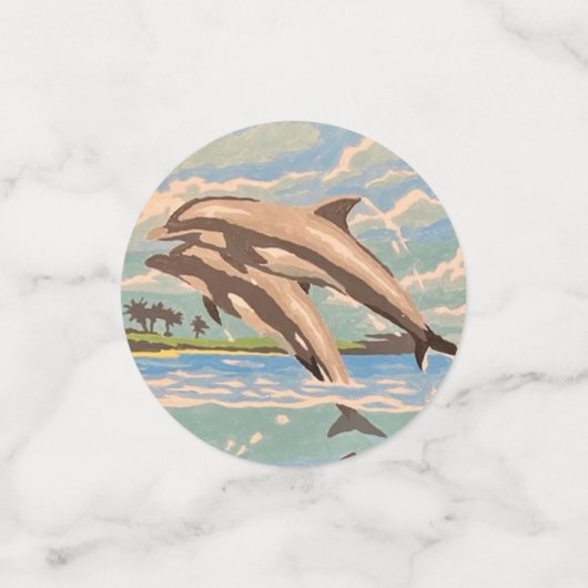 Handgemalt nach Anzahl | Geliebte Delphine | Konfetti (Klein Vorderseite)