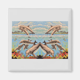 Handgemalt nach Anzahl Geliebte Delphine Magnet