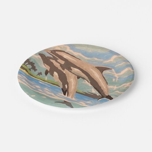 Handgemalt nach Anzahl | Geliebte Delphine | Pappteller (Schrägansicht)