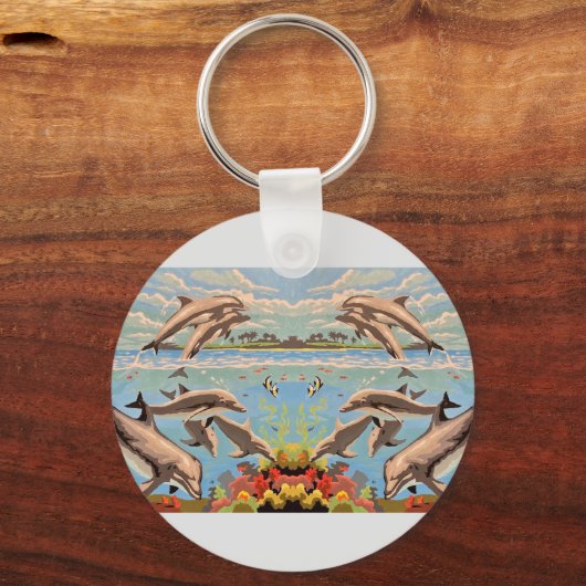 Handgemalt nach Anzahl | Geliebte Delphine | Schlüsselanhänger (Vorderseite)