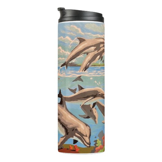 Handgemalt nach Anzahl | Geliebte Delphine | Thermosbecher (Nach rechts gedreht)