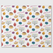 Handgemalt niedlich Hannukah gemustert Geschenkpapier (Flach)