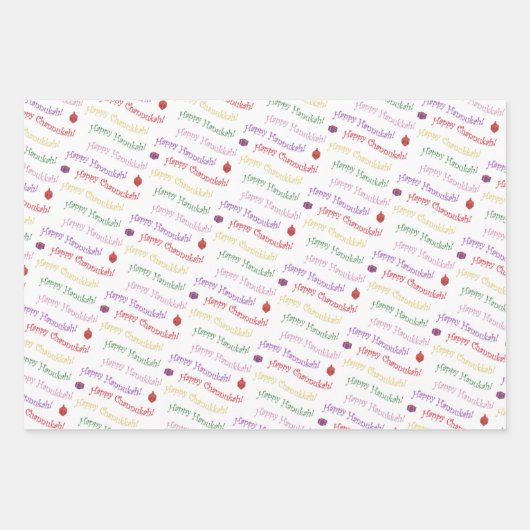 Handgemalt niedlich und lustig Hannukah gemustert Geschenkpapier Set (Vorderseite 3)