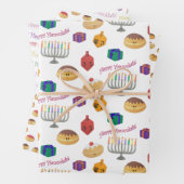 Handgemalt niedlich und lustig Hannukah gemustert Geschenkpapier Set (Beispiel)