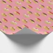 Handgemalt, niedliche Hannukah-Donuts gemustert Geschenkpapier (Ecke)