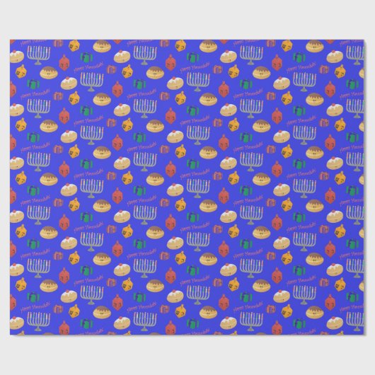 Handgemalt, niedliche Hannukah gemustert Wrapping  Geschenkpapier (Flach)