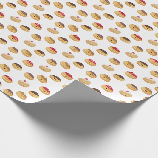 Handgemalt, niedlicher Hannukah-Donuts gemusterter Geschenkpapier (Ecke)