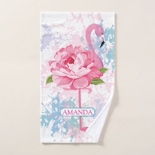 Handgemalt Personalisiert rosa Flamingo Handtuch (Handtuch)