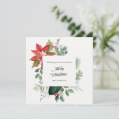 Handgemalt Poinsettia Botanische Frohe Weihnachten (Stehend Vorderseite)