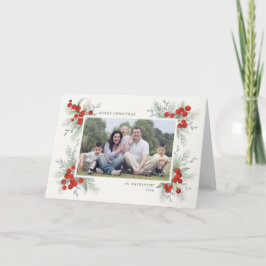 Handgemalt Red Berries Weihnachtsfeiertag Foto Feiertagskarte