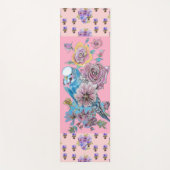 Handgemalt Rosa Blauer Budgie Blumenmeer Yoga Mat Yogamatte (Vorderseite)
