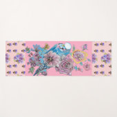 Handgemalt Rosa Blauer Budgie Blumenmeer Yoga Mat Yogamatte (Vorderseite (Horizontal))