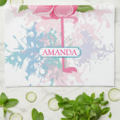 Handgemalt rosa Flamingo Geschirrtuch (Gefaltet)